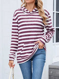 Striped Dropped Shoulder Hoodie - Trendsi - Flyclothing LLC