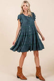 Mittoshop Lace Detail Ruffled Button Down Tiered Dress - Trendsi - Flyclothing LLC