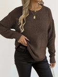 Textured Knit Relaxed Fit Round Neck Sweater - Trendsi - Flyclothing LLC