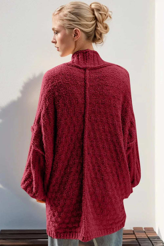 Double Take Full Size Open Front Long Sleeve Cardigan - Trendsi - Flyclothing LLC