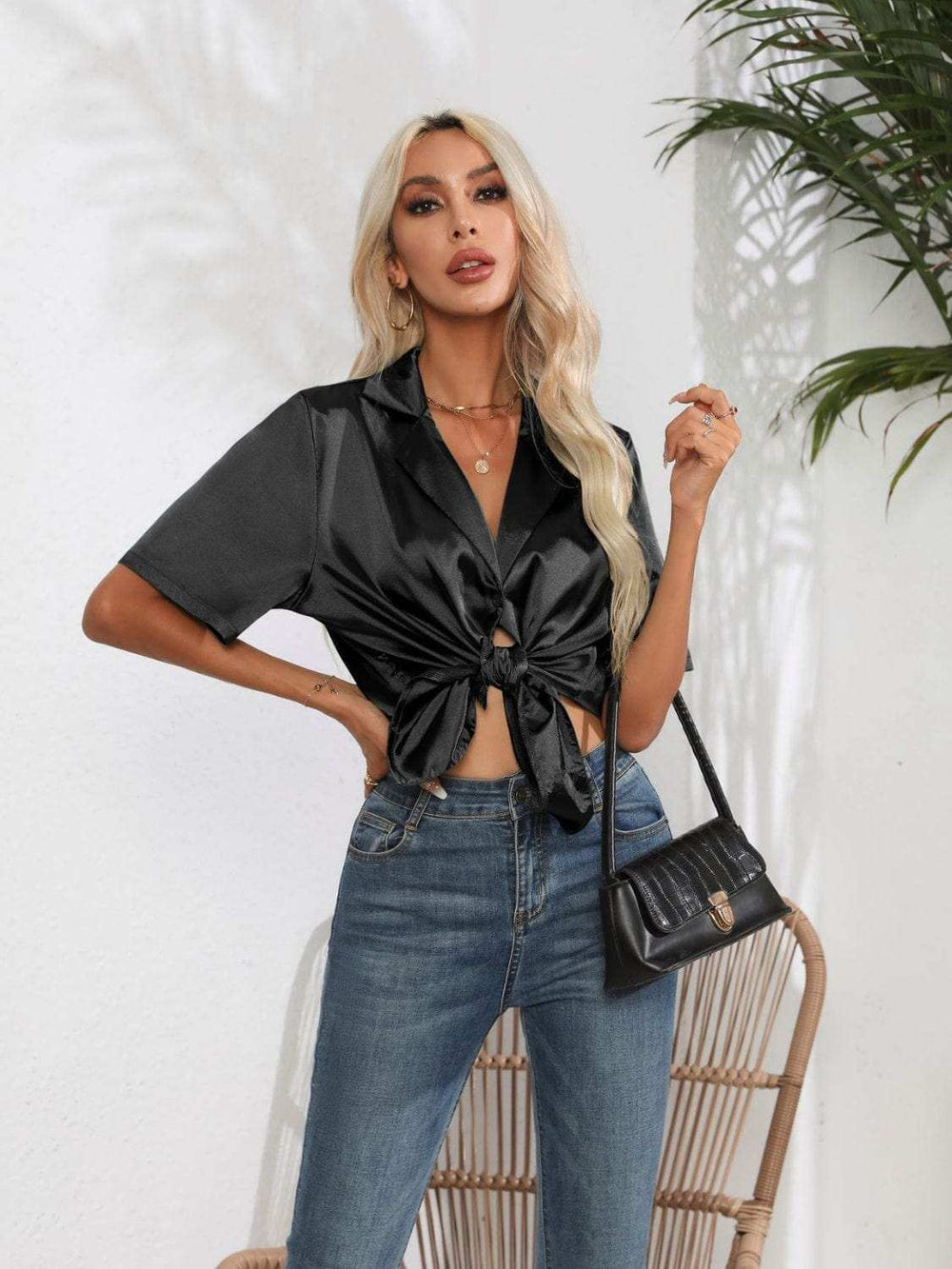 Button Down Short Sleeve Shirt - Trendsi - Flyclothing LLC