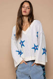 POL Long Sleeve Star Patch Sweater - Trendsi - Flyclothing LLC