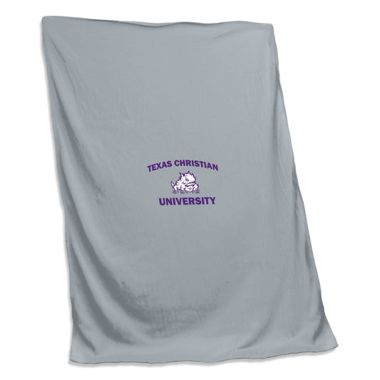 TCU Gray Screened Sweatshirt Blanket - Logo Brands - Flyclothing LLC