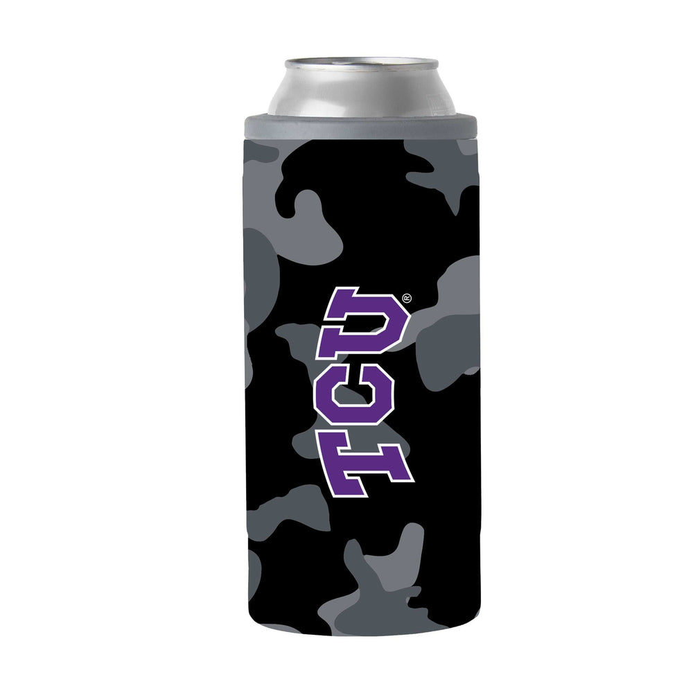 TCU Black Camo 12oz Slim Can Coolie - Logo Brands - Flyclothing LLC
