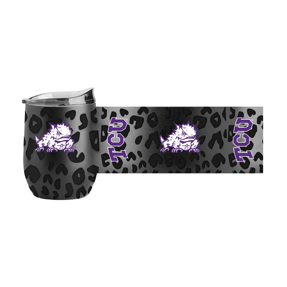 TCU Leopard 16oz Black Powdercoat Curved Beverage - Logo Brands - Flyclothing LLC