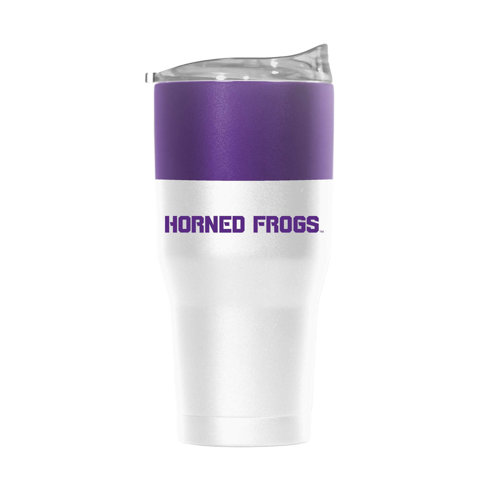 TCU 30oz Colorblock White Powder Coat Tumbler - Logo Brands - Flyclothing LLC