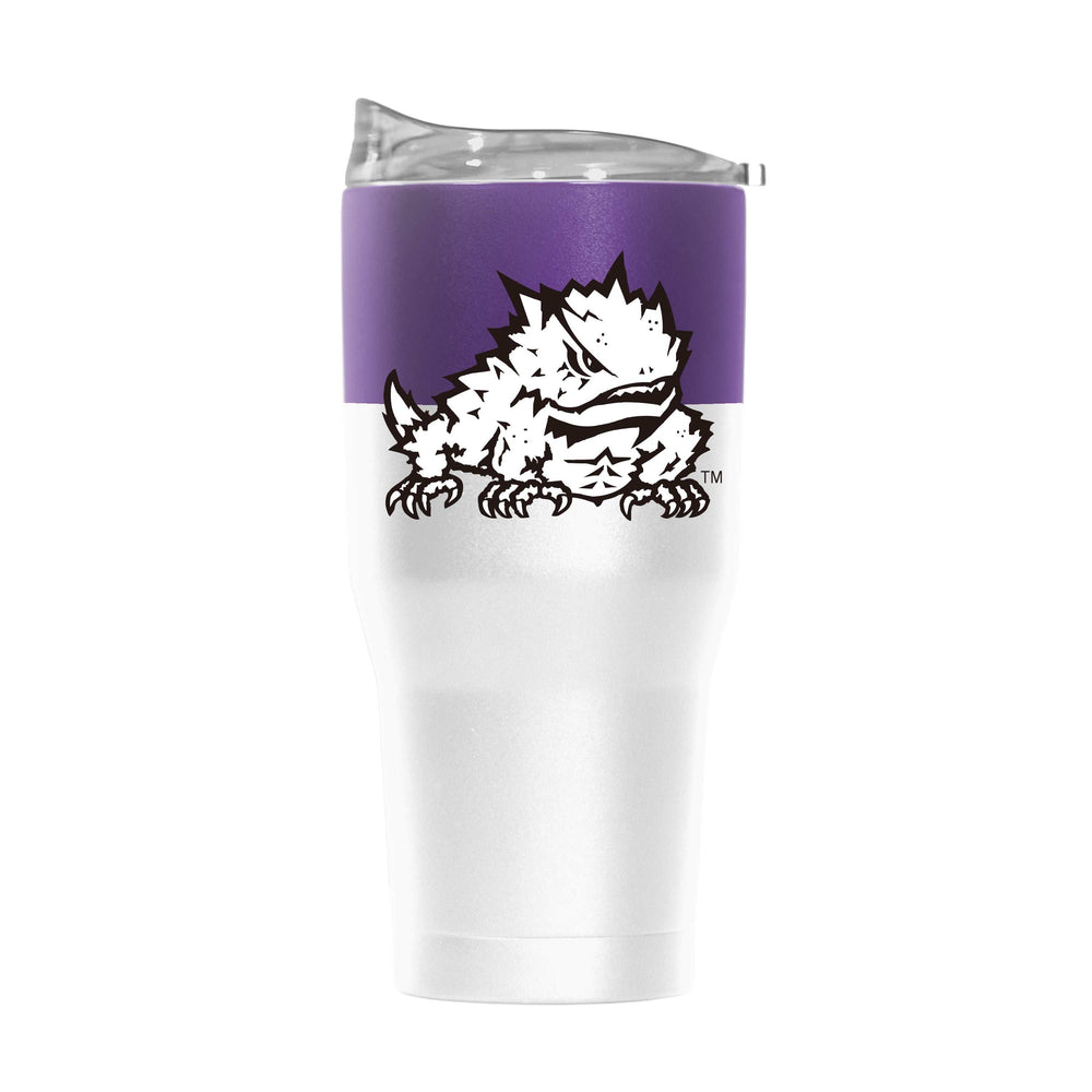 TCU 30oz Colorblock White Powder Coat Tumbler - Logo Brands - Flyclothing LLC