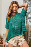 BiBi Hollowed Out Short Sleeve Knit Cover Up - Trendsi - Flyclothing LLC
