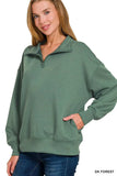 Zenana Scuba Quarter-Zip Sweatshirt - Trendsi - Flyclothing LLC