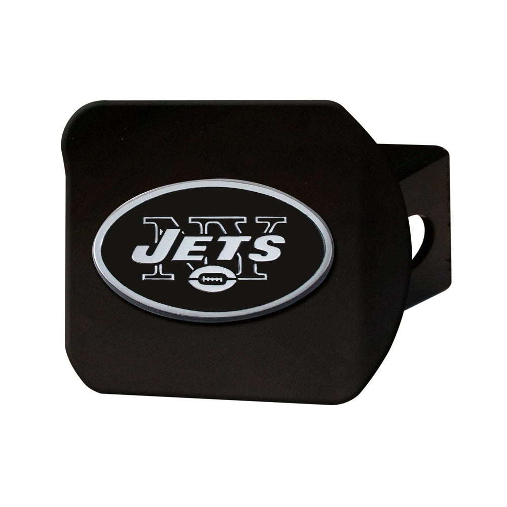 New York Jets Black Metal Hitch Cover with Metal Chrome 3D Emblem - New York Jets - Flyclothing LLC