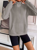 Ivy Lane Half Zip Raglan Sleeve Sweatshirt - Trendsi - Flyclothing LLC