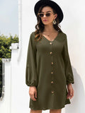 V-Neck Long Sleeve Mini Dress - Trendsi - Flyclothing LLC
