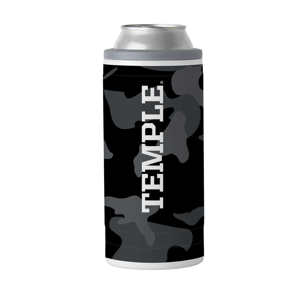 Temple Black Camo 12oz Slim Can Coolie - Logo Brands - Flyclothing LLC