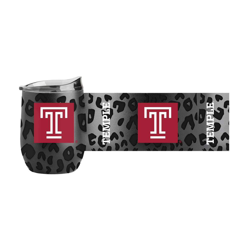 Temple Leopard 16oz Black Powdercoat Curved Beverage - Logo Brands - Flyclothing LLC