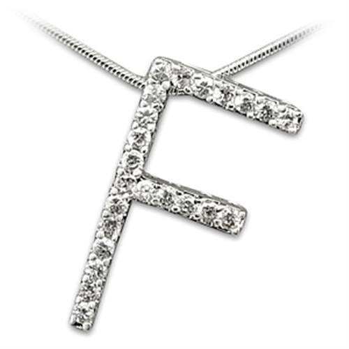21606 - Rhodium Brass Pendant with AAA Grade CZ in Clear - Alamode - Flyclothing LLC