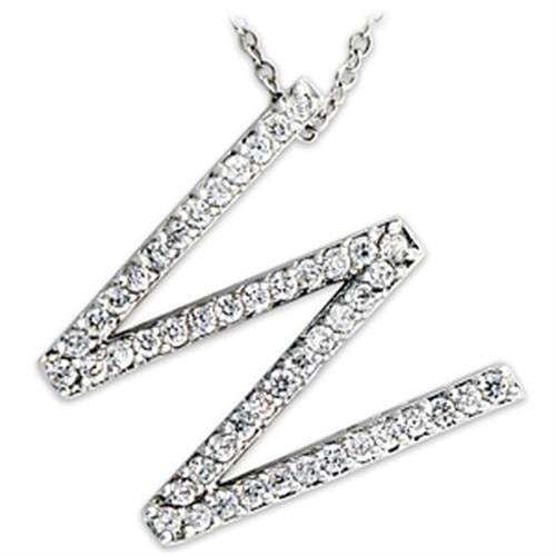 21621 - Rhodium Brass Pendant with AAA Grade CZ in Clear - Alamode - Flyclothing LLC