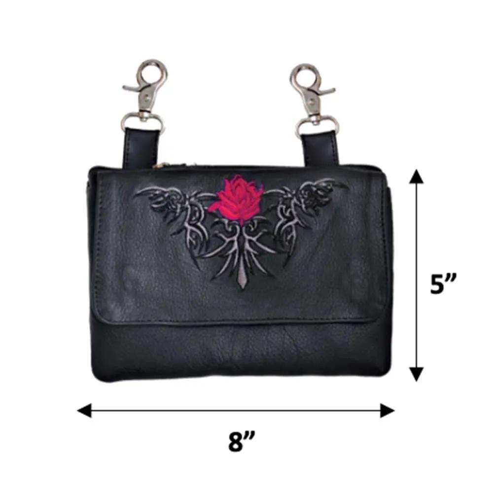 Rose Cowhide Leather Clip-On Bag - Unik Just for Bikers - Flyclothing LLC