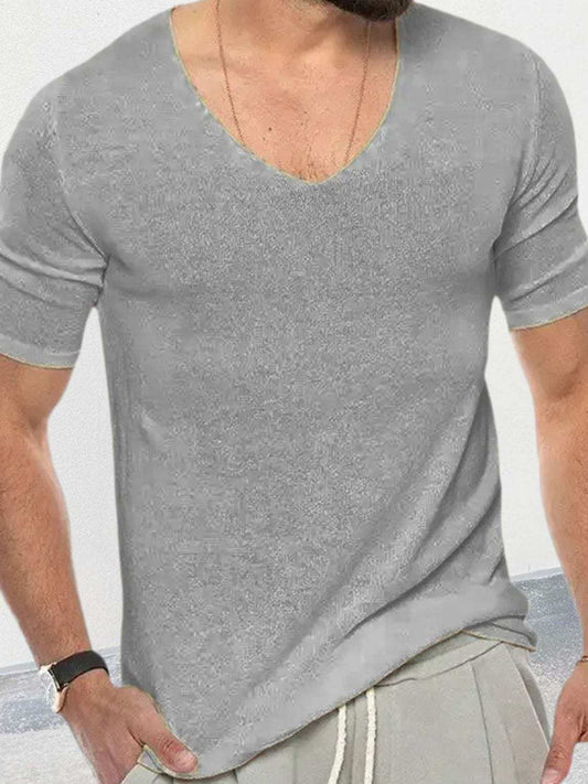 Men's V-Neck Short Sleeve T-Shirt - Trendsi - Flyclothing LLC