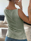 Button Down Striped Tank - Trendsi - Flyclothing LLC