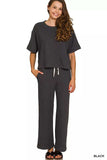 Zenana Raised Rib Short Sleeve Tee & Pants Set - Trendsi - Flyclothing LLC