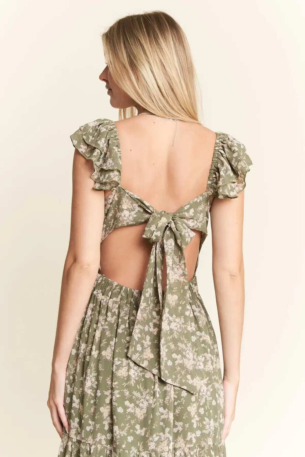 Jade By Jane Ruffle Sleeve Tiered Maxi Dress - Trendsi - Flyclothing LLC