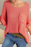 Round Neck Half Sleeve Knit Top - Trendsi - Flyclothing LLC