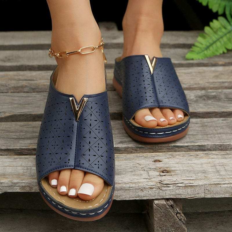 Open Toe Flats Sandals - Trendsi - Flyclothing LLC