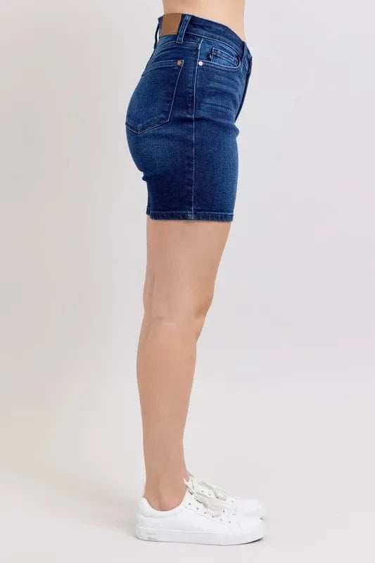 Judy Blue Full Size High Waist V-Front Bermuda Plus Size - Trendsi - Flyclothing LLC
