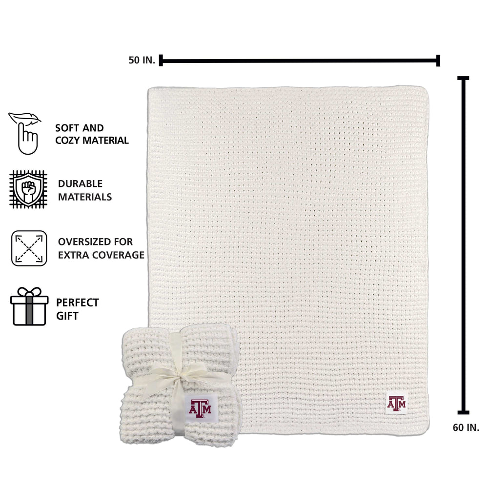 Texas A&M Cable Knit Throw 50x60 - Logo Brands - Flyclothing LLC