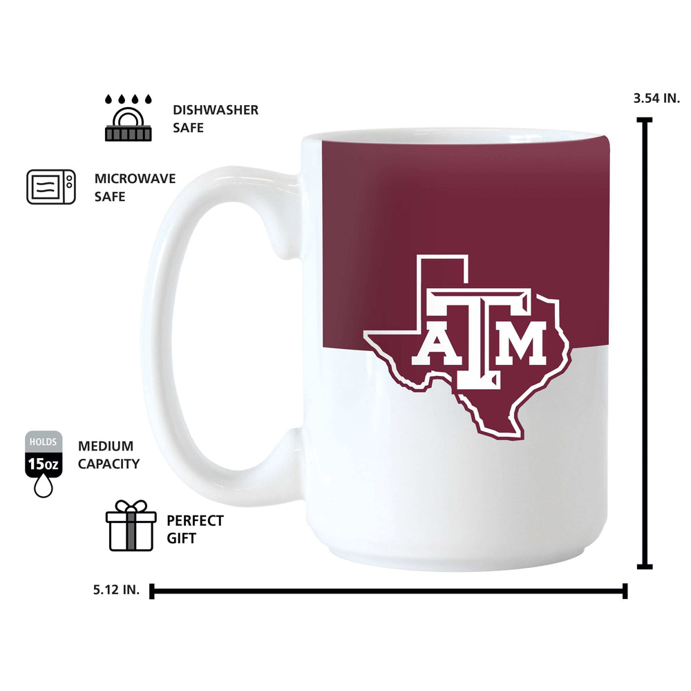 TX A&M 15oz Colorblock Sublimated Mug - Logo Brands - Flyclothing LLC