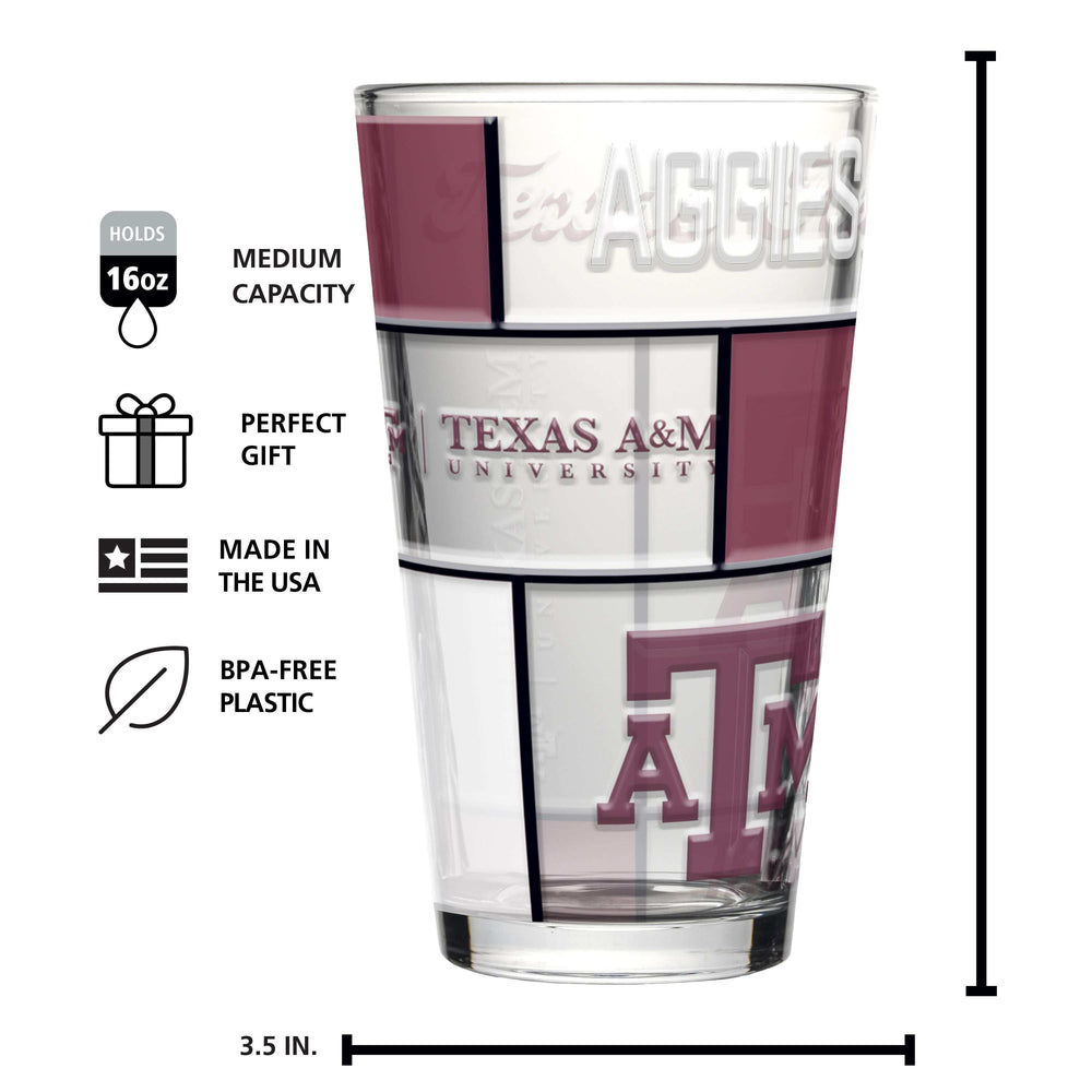 Texas A&M 16oz Quilted Stained Pint Glass - Logo Brands - Flyclothing LLC