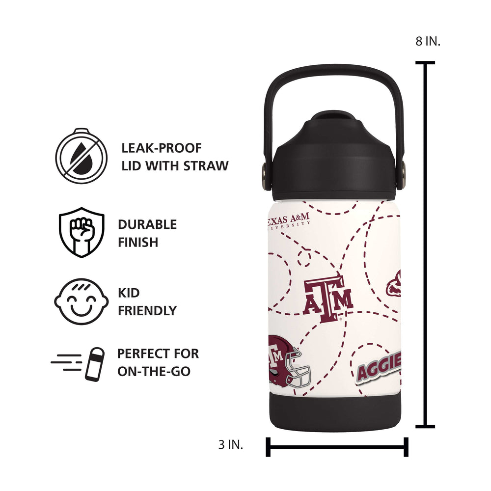 Texas A&M 12oz Mascot SS Kids Bottle - Logo Brands - Flyclothing LLC