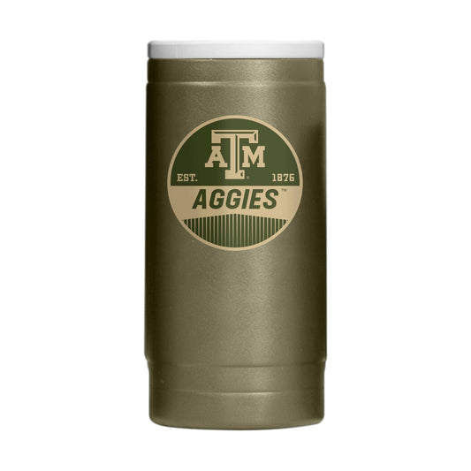 Texas A&M Badge Powder Coat Slim Can Coolie - Logo Brands - Flyclothing LLC