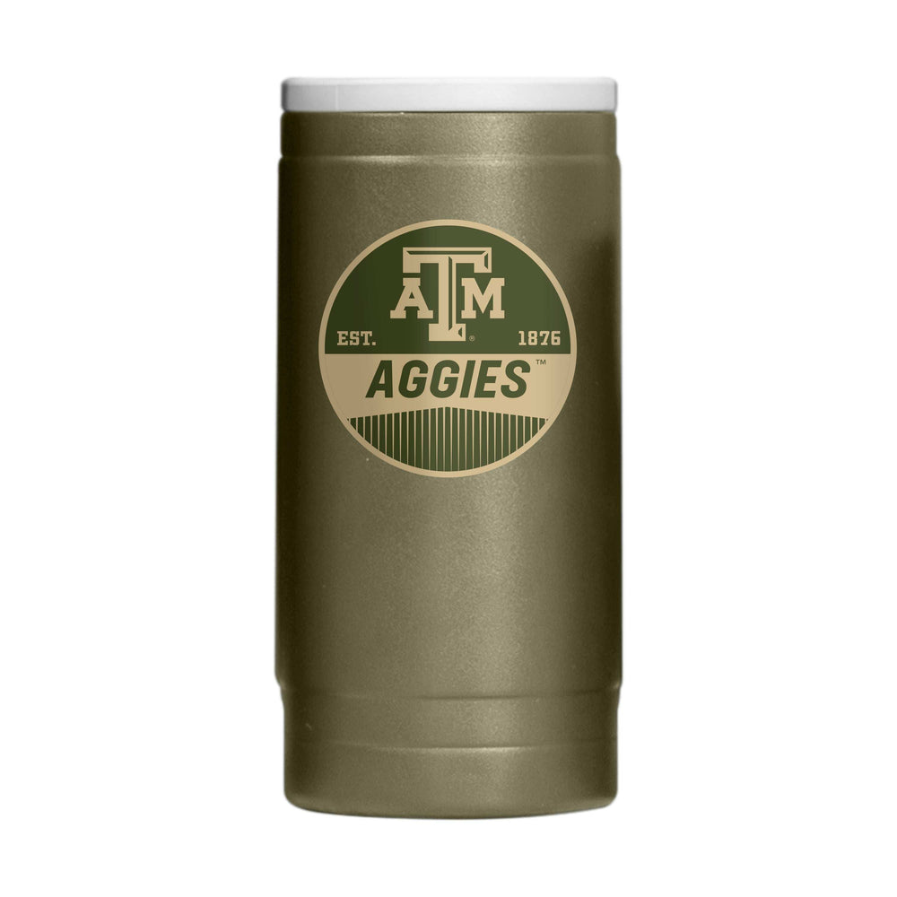 Texas A&M Badge Powder Coat Slim Can Coolie - Logo Brands - Flyclothing LLC
