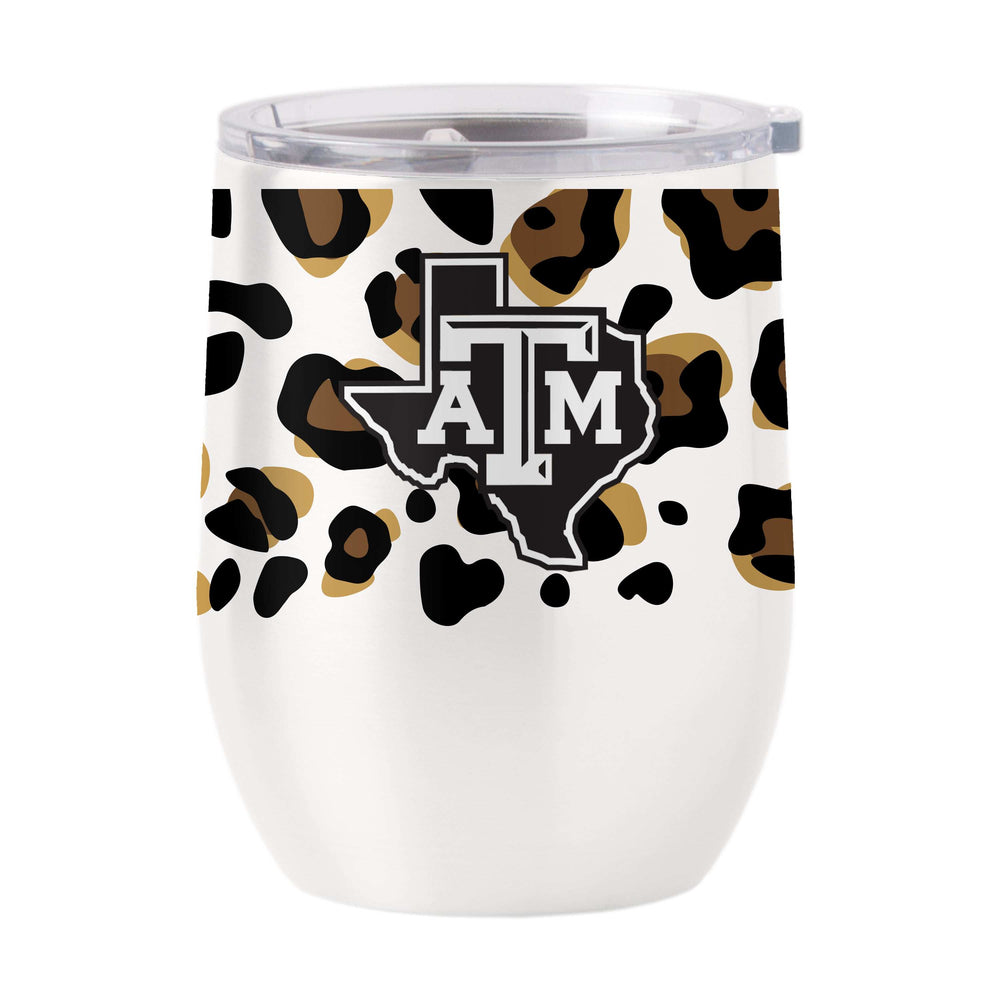 Texas A&M 16oz Neutral Leopard Stainless Curved Beverage - Logo Brands - Flyclothing LLC