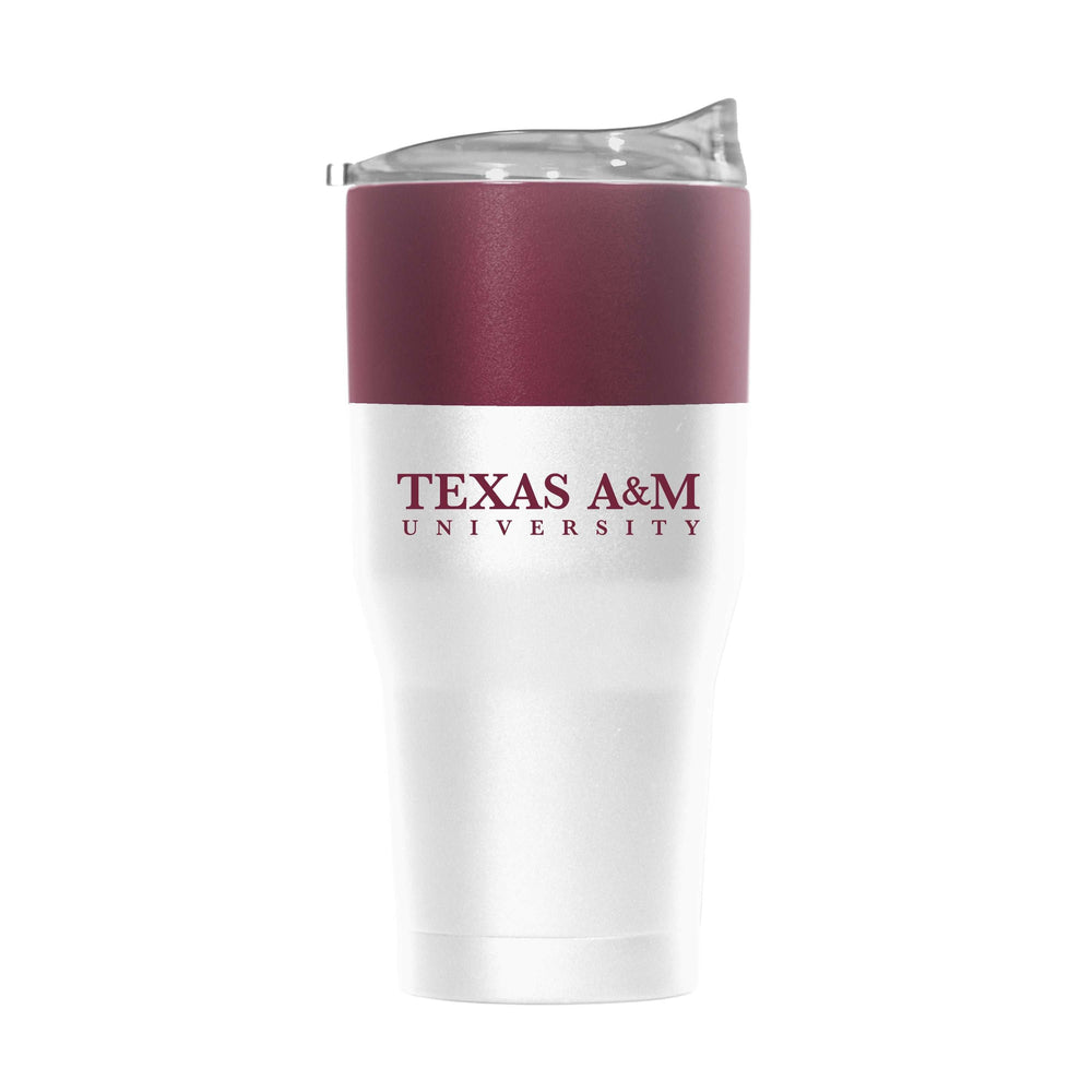 TX A&M 30oz Colorblock White Powder Coat Tumbler - Logo Brands - Flyclothing LLC