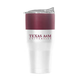 TX A&M 30oz Colorblock White Powder Coat Tumbler - Logo Brands - Flyclothing LLC