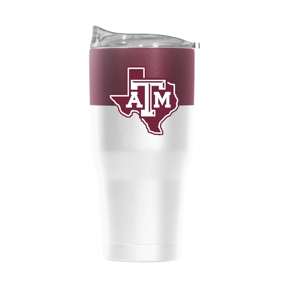 TX A&M 30oz Colorblock White Powder Coat Tumbler - Logo Brands - Flyclothing LLC