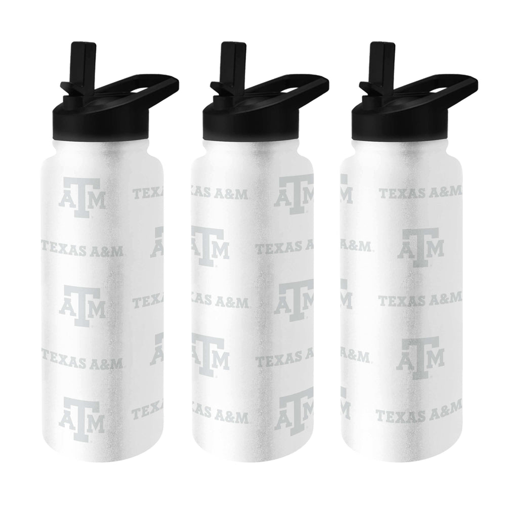 Texas A&M White 34oz Repeating Quencher Bottle w/ 6pk Stickers - Logo Brands - Flyclothing LLC