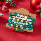 6-Piece Christmas Beaded Bracelet with Pearl Accents - Trendsi - Flyclothing LLC