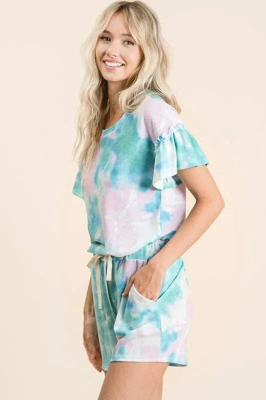 BiBi Tie Dye Print Casual Shorts with Twill - Trendsi - Flyclothing LLC