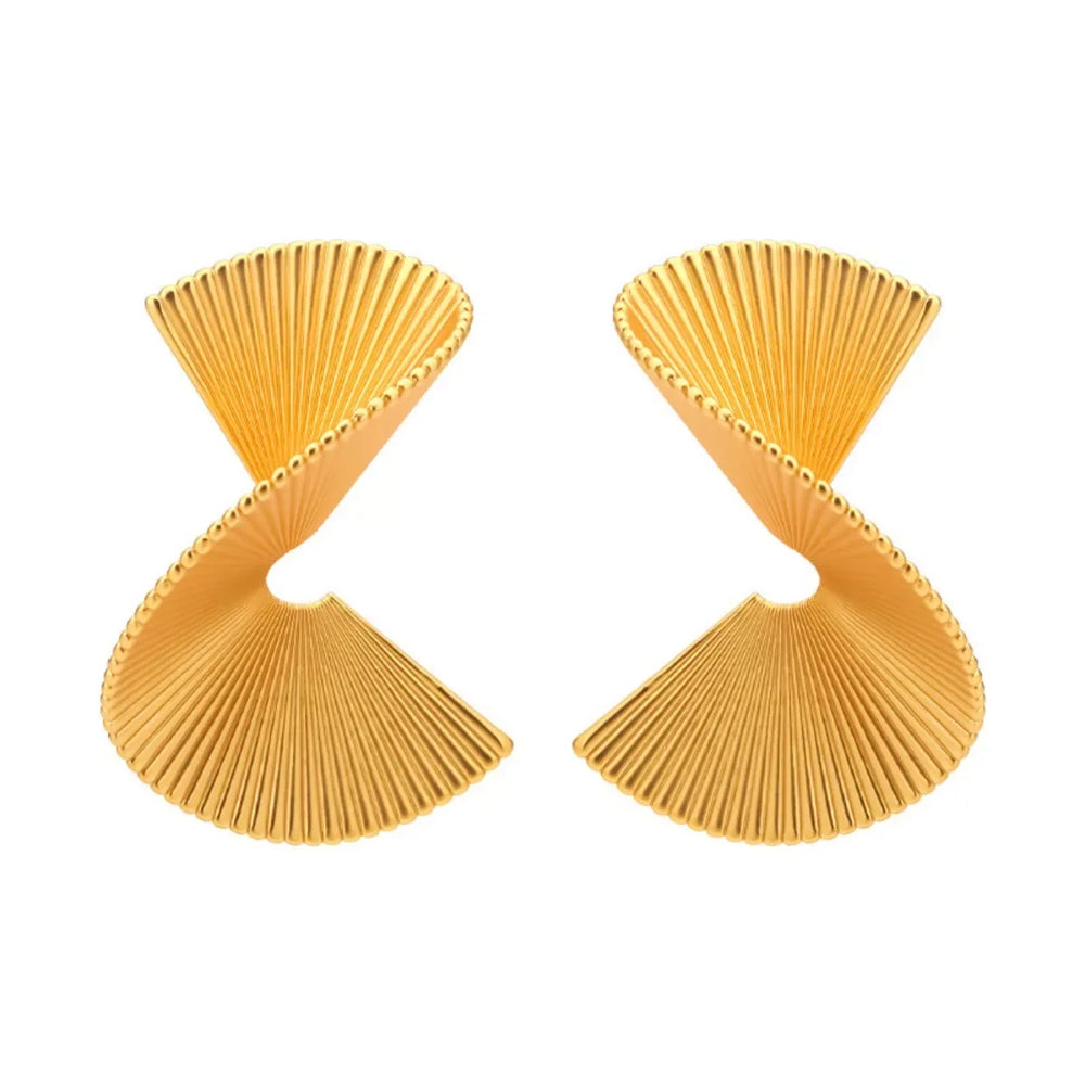 18K Gold-Plated Copper Fan-Shaped Earrings - Trendsi - Flyclothing LLC