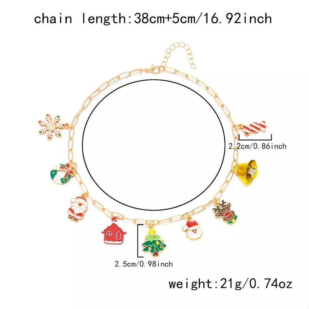 18K Gold-Plated Resin Christmas Theme Necklace - Trendsi - Flyclothing LLC