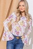 And The Why Floral Printed Bell Sleeve Casual Top - Trendsi - Flyclothing LLC
