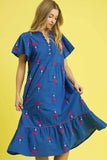 Umgee Embroidered Tiered Midi Dress - Trendsi - Flyclothing LLC