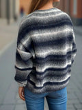 Gradient Round Neck Dropped Shoulder Sweater - Trendsi - Flyclothing LLC