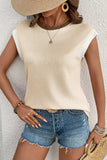 Contrast Trim Ribbed Knit Sleeveless Top - Trendsi - Flyclothing LLC