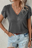 V-Neck Petal Sleeve T-Shirt - Trendsi - Flyclothing LLC