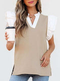 Ruffled Notched Cap Sleeve Top - Trendsi - Flyclothing LLC