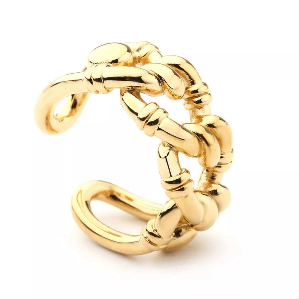 18K Gold-Plated Chain Link Open Ring - Trendsi - Flyclothing LLC